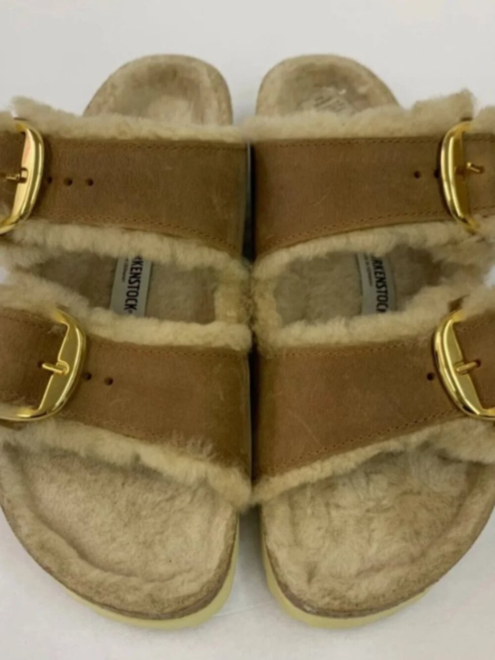 Birkenstock Arizona Big Buckle Shearling Cognac Oiled Leather Regular Width
